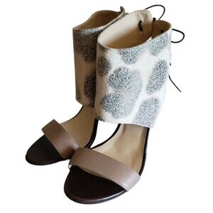 Dee Keller Blake Taupe Ankle Strap Heel Animal Print Boho Size 5.5 Eu 36